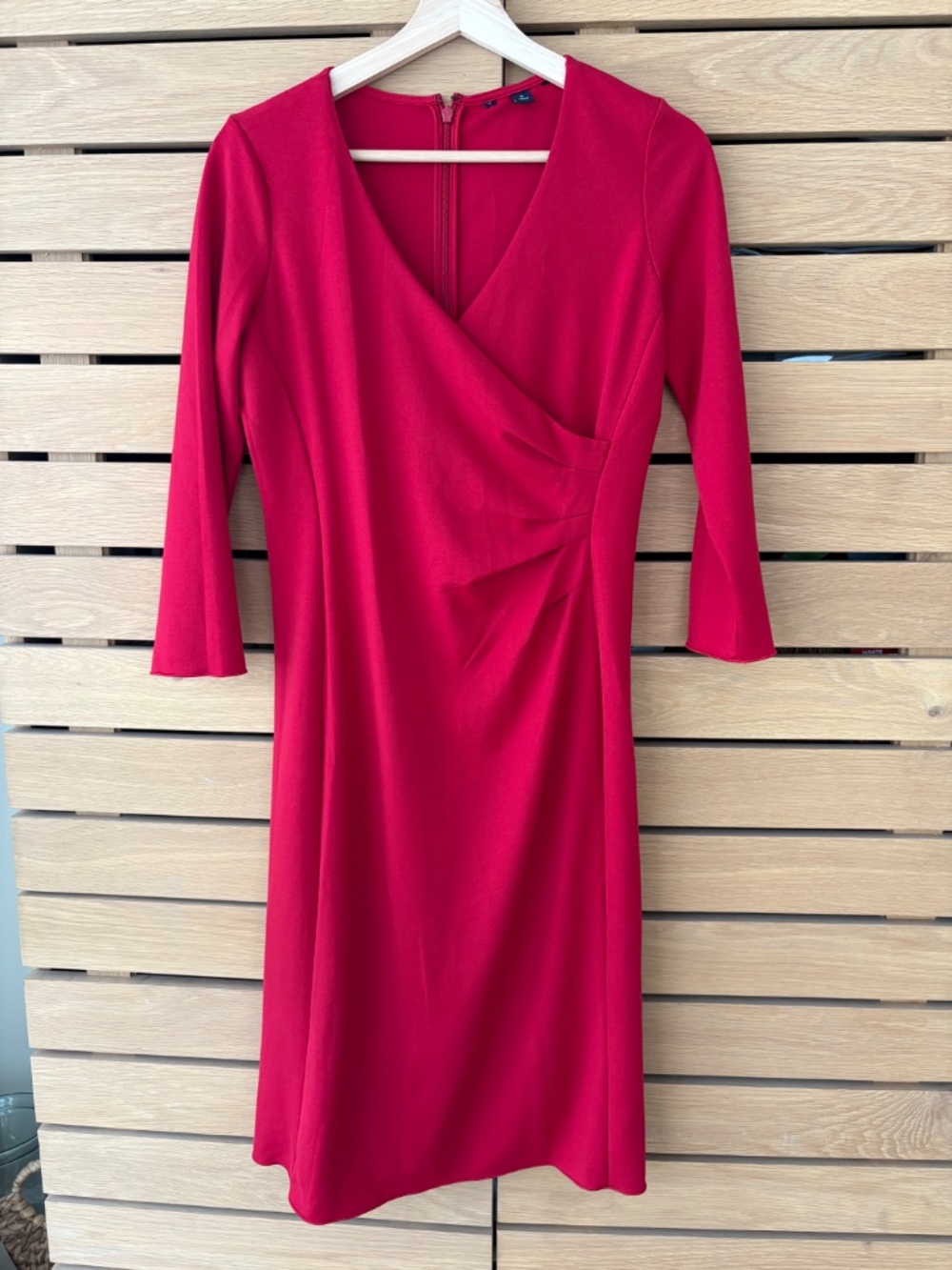 Lands' End Faux-Wrap Ponte Knit Sheath Dress – Red – NWOT Size 6